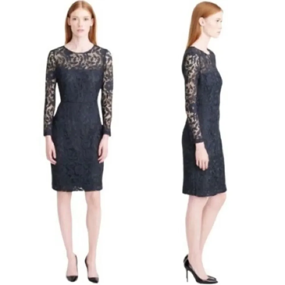 J.Crew Floral Lace Shift Dress in black size US2